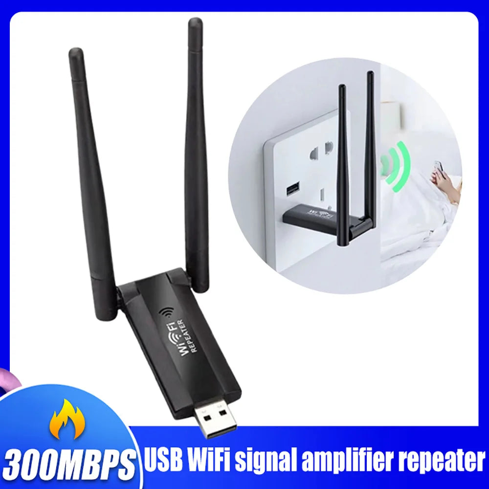300Mbps USB WiFi Repeater 2.4GHz Wireless Signal Extender WiFi Signal Extender QXL