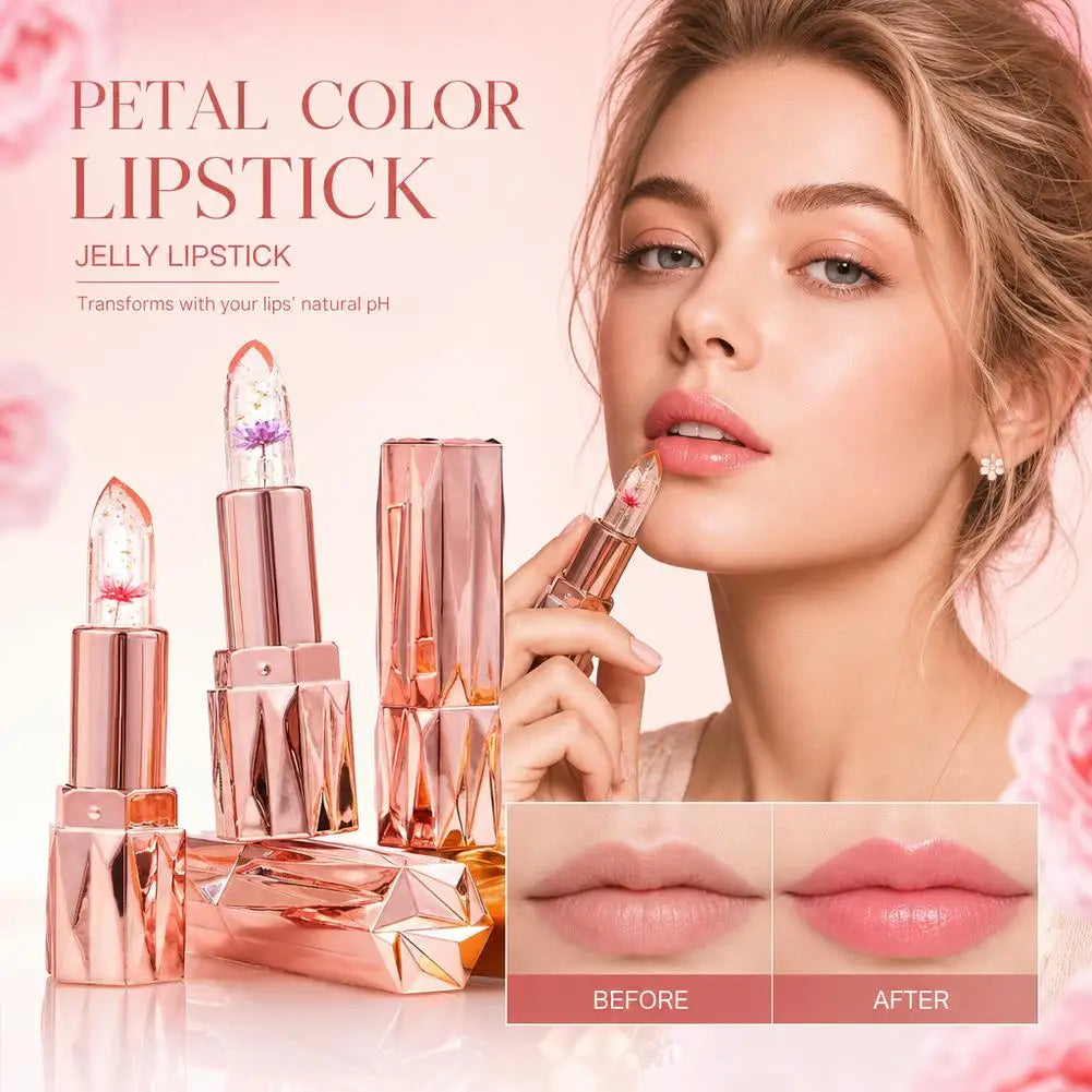Color-Changing Flower Jelly Lip Balm | Gold Foil Crystal Lipstick Color-Changing Lip Balm QXL