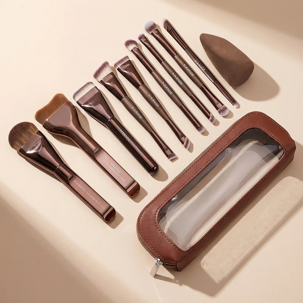 MAANGE 11-Piece Makeup Brush Set – Foundation & Contour Makeup Brush Set QXL
