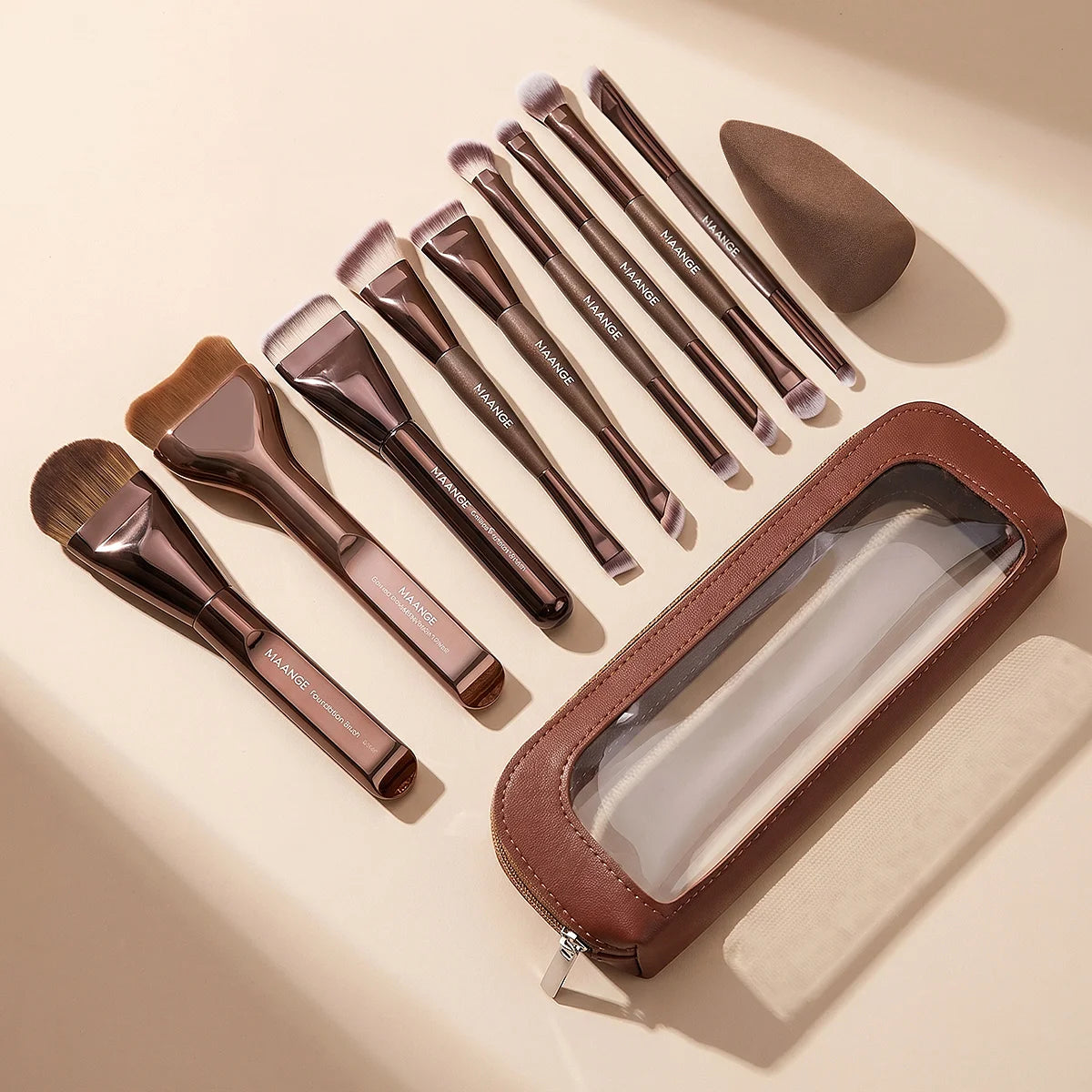 MAANGE 11-Piece Makeup Brush Set – Foundation & Contour Makeup Brush Set QXL