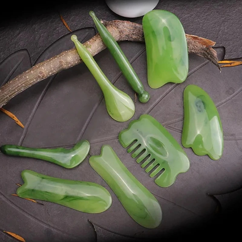 7-Piece Natural Resin Gua Sha Scraper Set | Body & Face Massage Gua Sha Scraper Set QXL