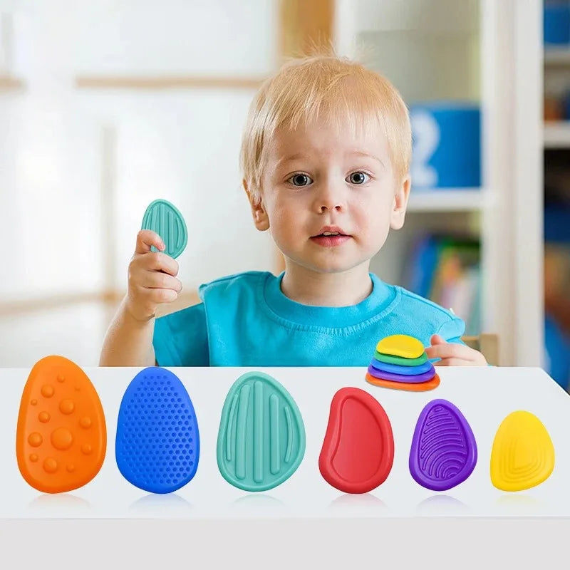 Silicone Sensory Fidget Stones 6-Pack | Textured Calming Toys Sensory Fidget Toys QXL