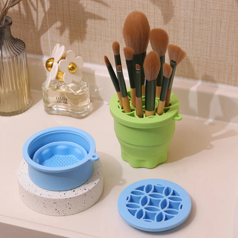 Silicone Folding Makeup Brush Cleaning & Drying Cup Brush Cleaning Cup QXL