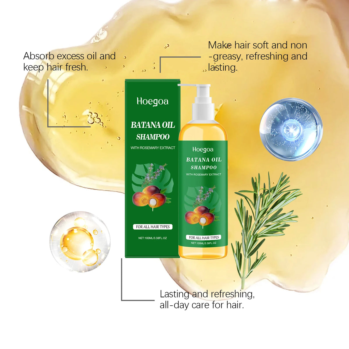 HOEGOA Batana Oil Shampoo – Moisturizing Scalp Cleanser Moisturizing Shampoo QXL