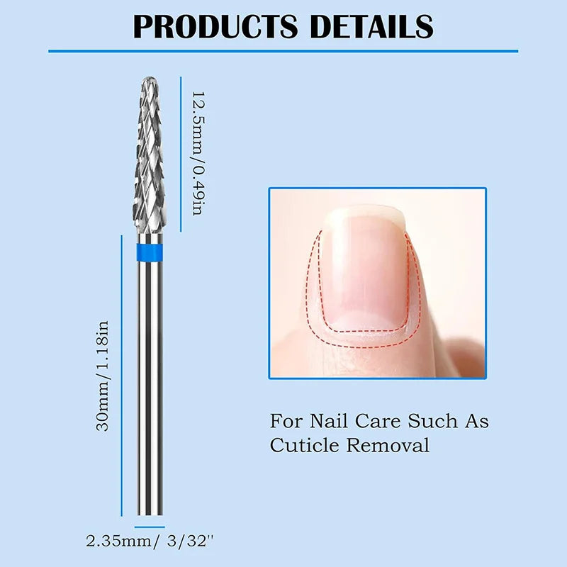 3/32 Conical Tungsten Carbide Nail Drill Bit – Medium Grit Nail Drill Bit QXL