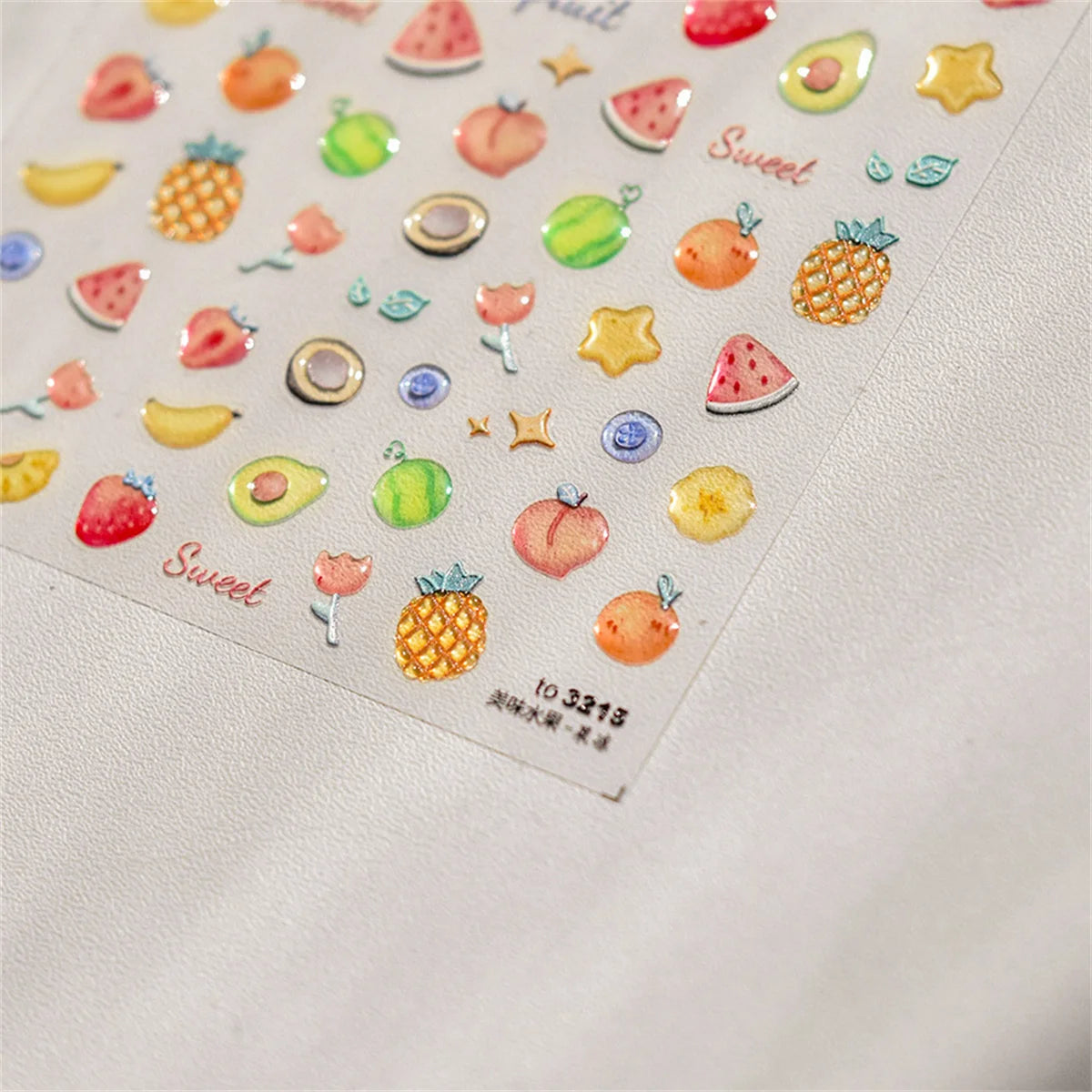 5D Jelly Fruit Nail Stickers | Kawaii Strawberry Cherry Decals Nail Art Stickers QXL