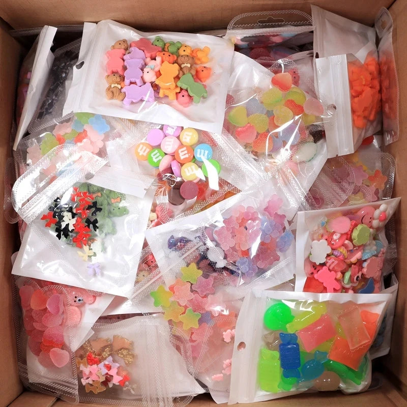20-Pc Kawaii 3D Resin Nail Charms – Bear, Candy & Flower Nail Art Charms QXL