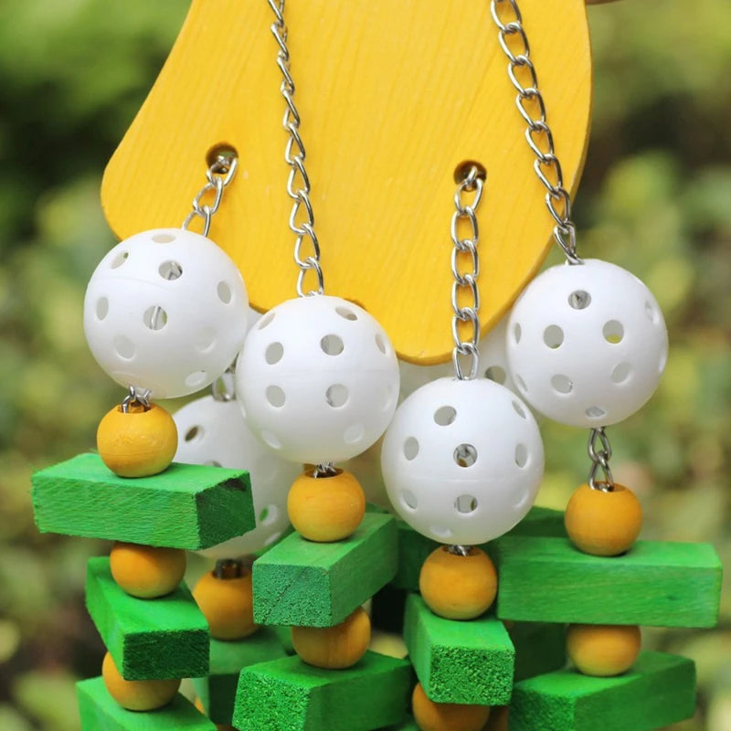 Colorful Wooden Parrot Chew Swing Toy | Cockatiel Cage Bird Chew Toy QXL