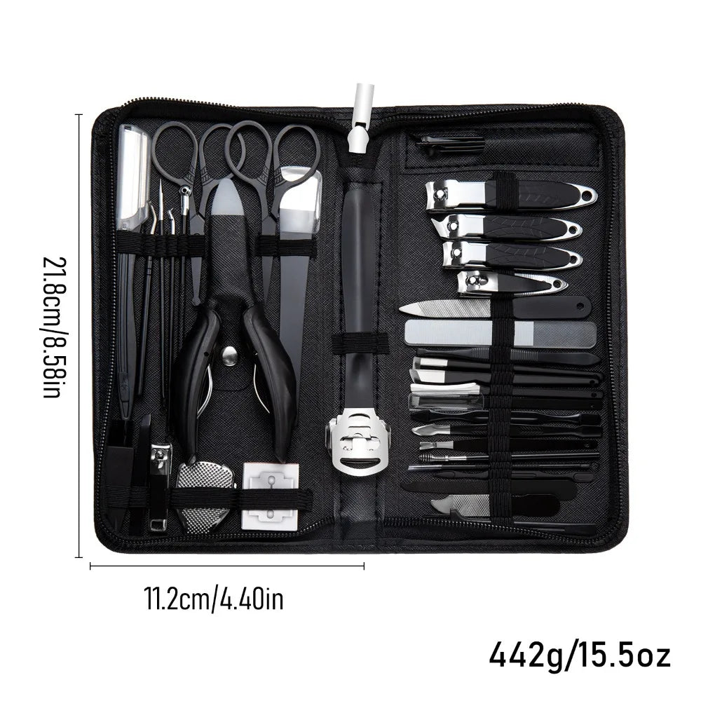 40-Pc Stainless Steel Manicure & Pedicure Set | Nail Clipper Kit Manicure Pedicure Set QXL Black
