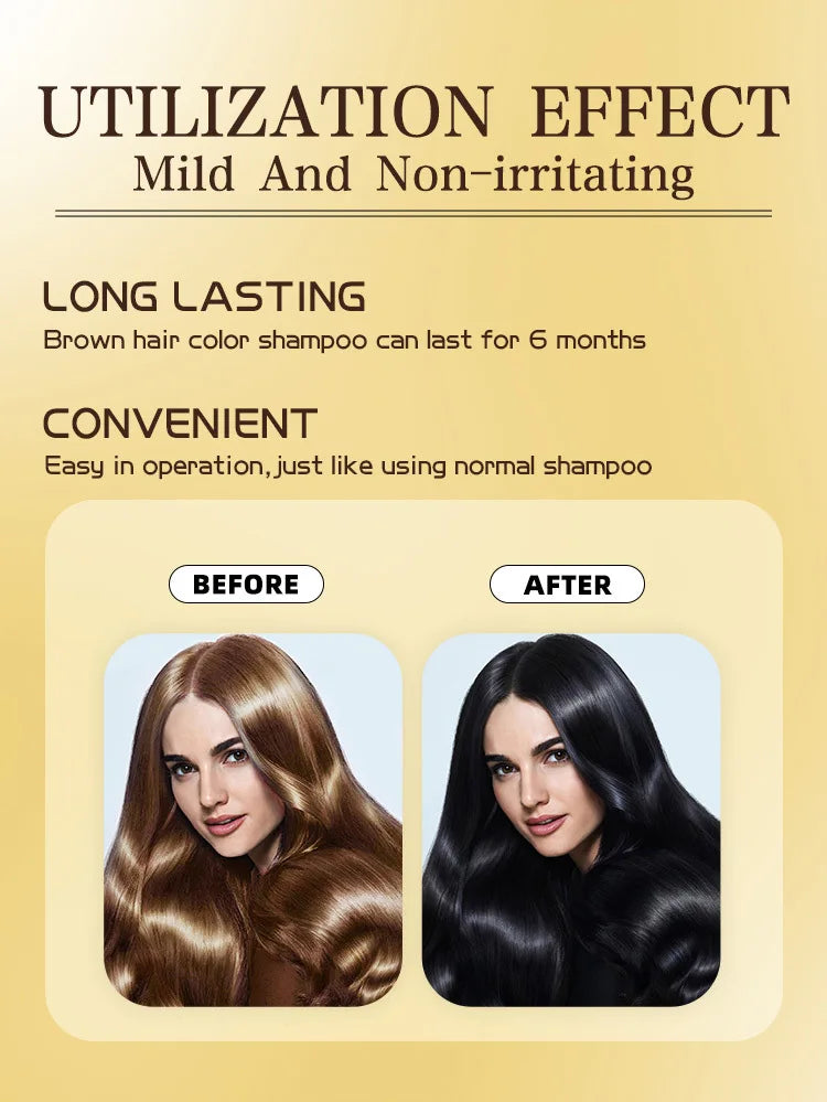 Ginseng 3-in-1 Hair Color Shampoo 500ml | Black & Dark Brown Hair Color Shampoo QXL