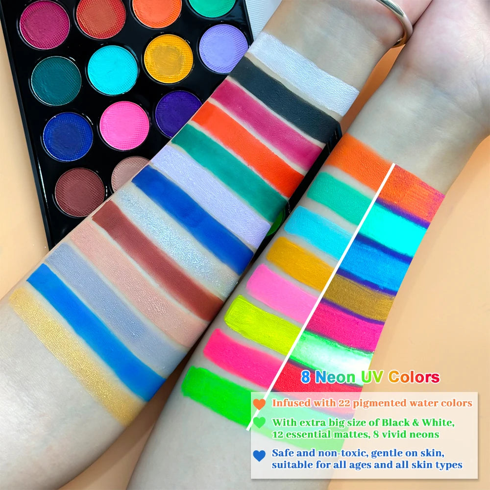 VERONNI 22-Color Face & Body Paint Kit | Halloween Cosplay Face & Body Paint Kit QXL