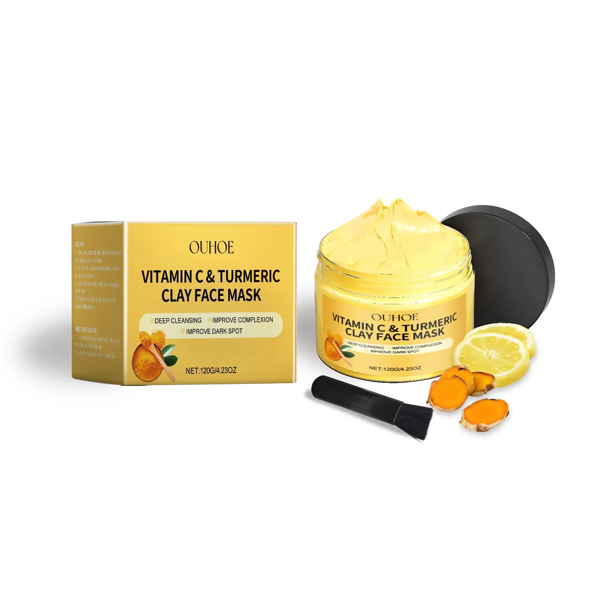 Vitamin C Turmeric Clay Mud Mask – Deep Cleanse & Brighten Clay Face Mask QXL 1pcs