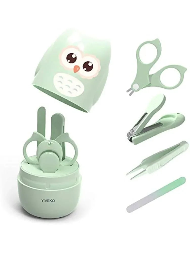 4-in-1 Baby Nail Clipper & Grooming Kit | Safe Newborn Set Baby Nail Grooming Kit QXL B272 Owl Green