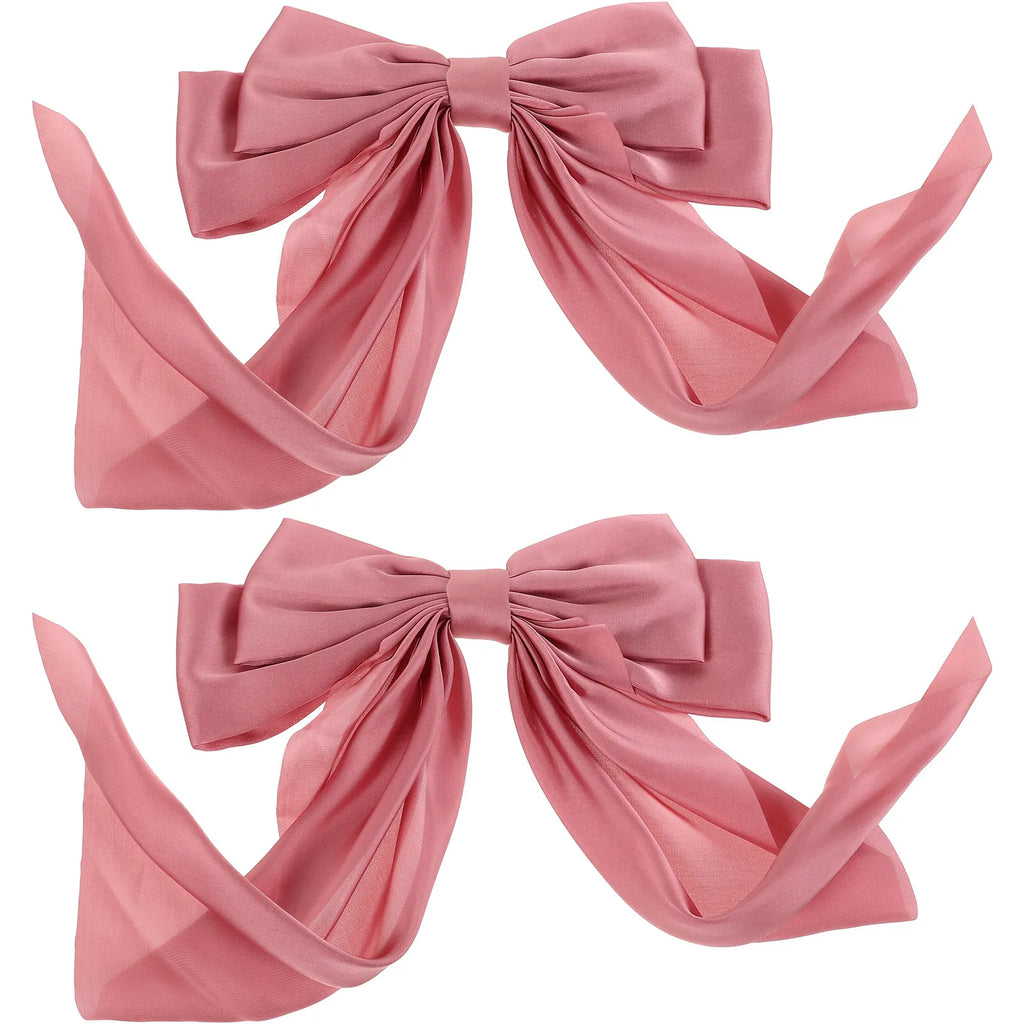 2-Pack Large Bow Hair Clips with Ribbon | Women's Barrette Set Bow Hair Barrette QXL