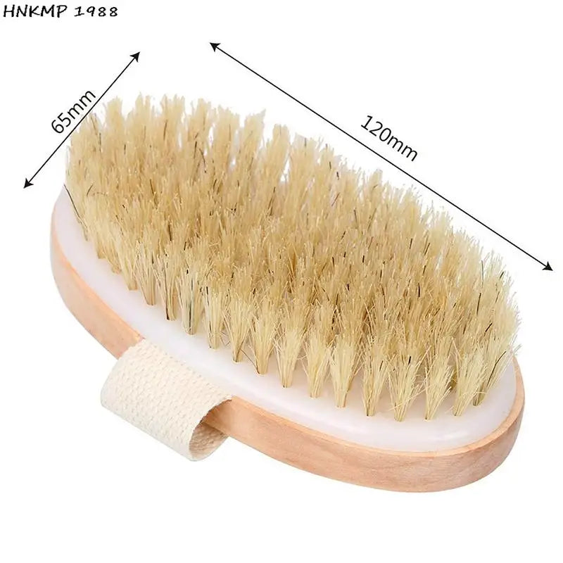 2-in-1 Natural Bristle Dry Body Brush | Exfoliating Massager Dry Body Brush QXL