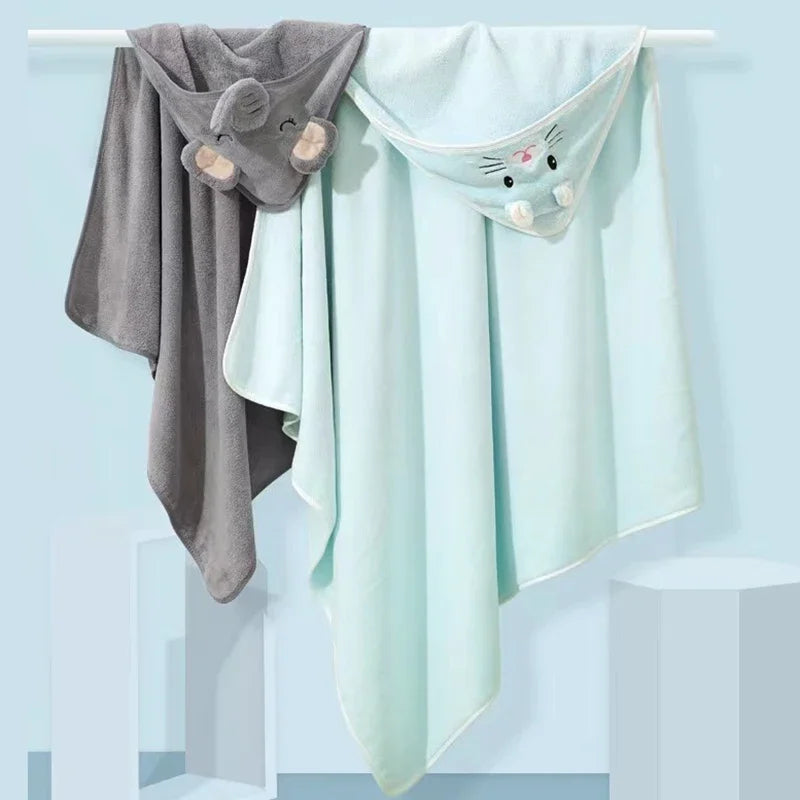Hooded Baby Bathrobe | Coral Fleece Infant Towel & Swaddle Baby Hooded Bathrobe QXL