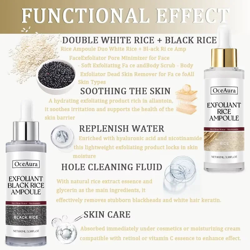 OceAura Rice Exfoliating Brightening Serum | Hyaluronic Acid Exfoliating Face Serum QXL