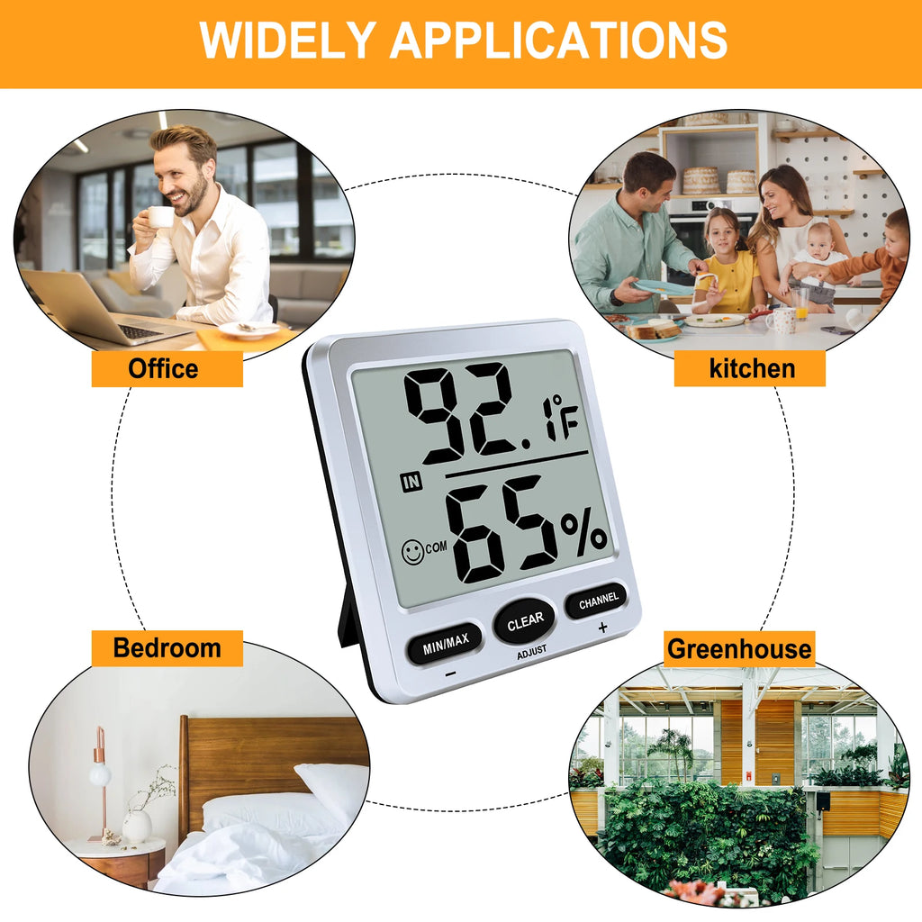 Large Screen Indoor Thermometer Hygrometer | Urageuxy °C/°F Thermometer Hygrometer QXL