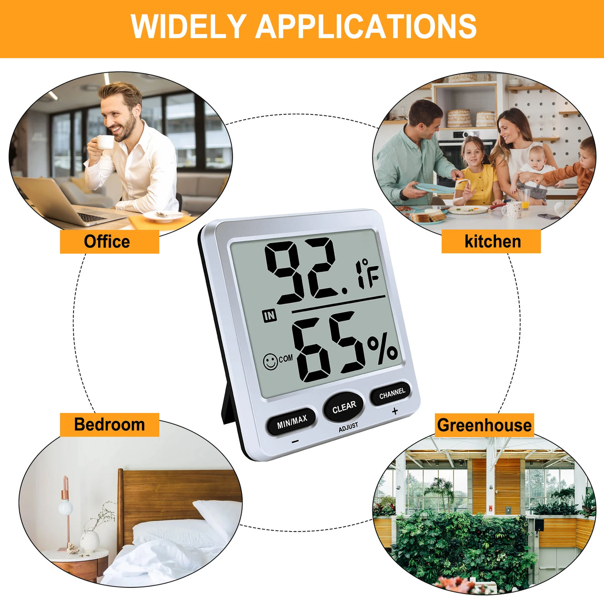 Large Screen Indoor Thermometer Hygrometer | Urageuxy °C/°F Thermometer Hygrometer QXL