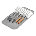 Knife Drawer Organizer Mat | 5 or 11 Slot Non-Slip Holder Knife Drawer Organizer QXL L Gray