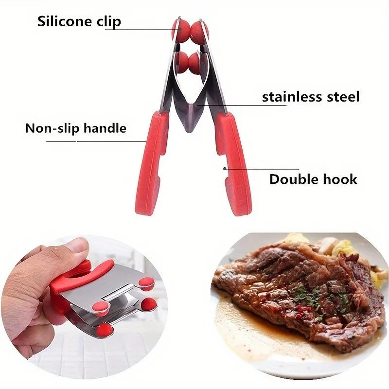 Stainless Steel Pot Side Spoon Clamp | Anti-Scald Kitchen Clip Utensil Pot Clip QXL