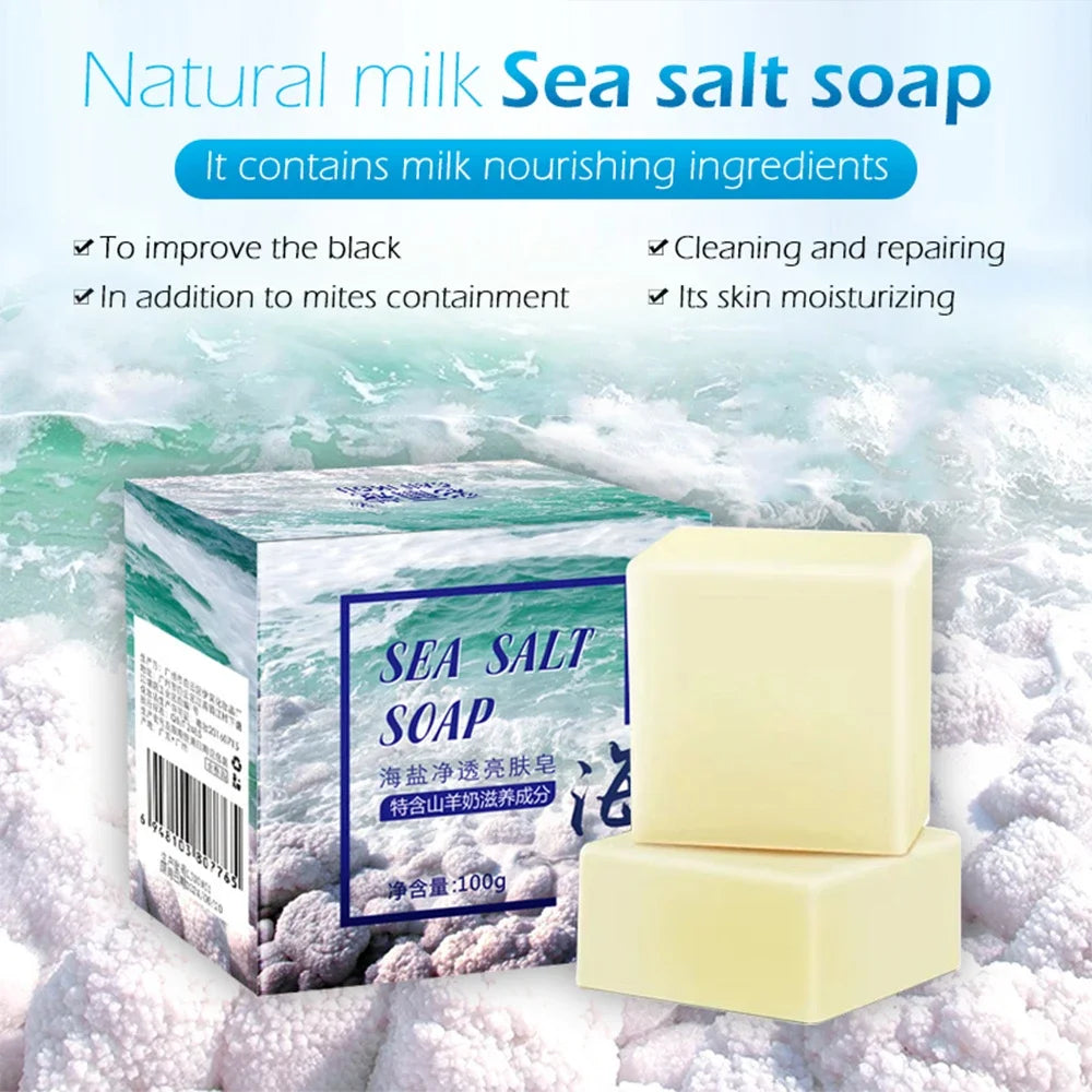 Sea Salt & Goat Milk Moisturizing Soap Bar with Foaming Net Moisturizing Soap Bar QXL
