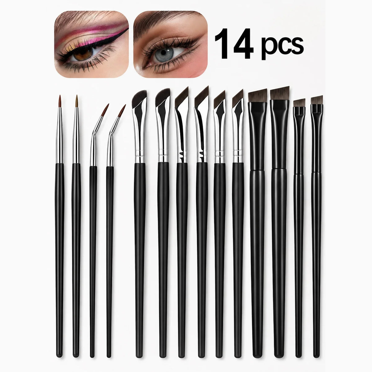 LUXEBLEND 14-Pc Eye Makeup Brush Set – Eyeliner & Brow Eye Makeup Brush Set QXL 14pcs