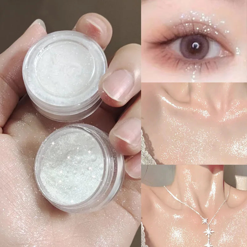 Glitter Highlighter Powder & Dual-End Brush | Shimmer Glow Shimmer Highlighter Powder QXL