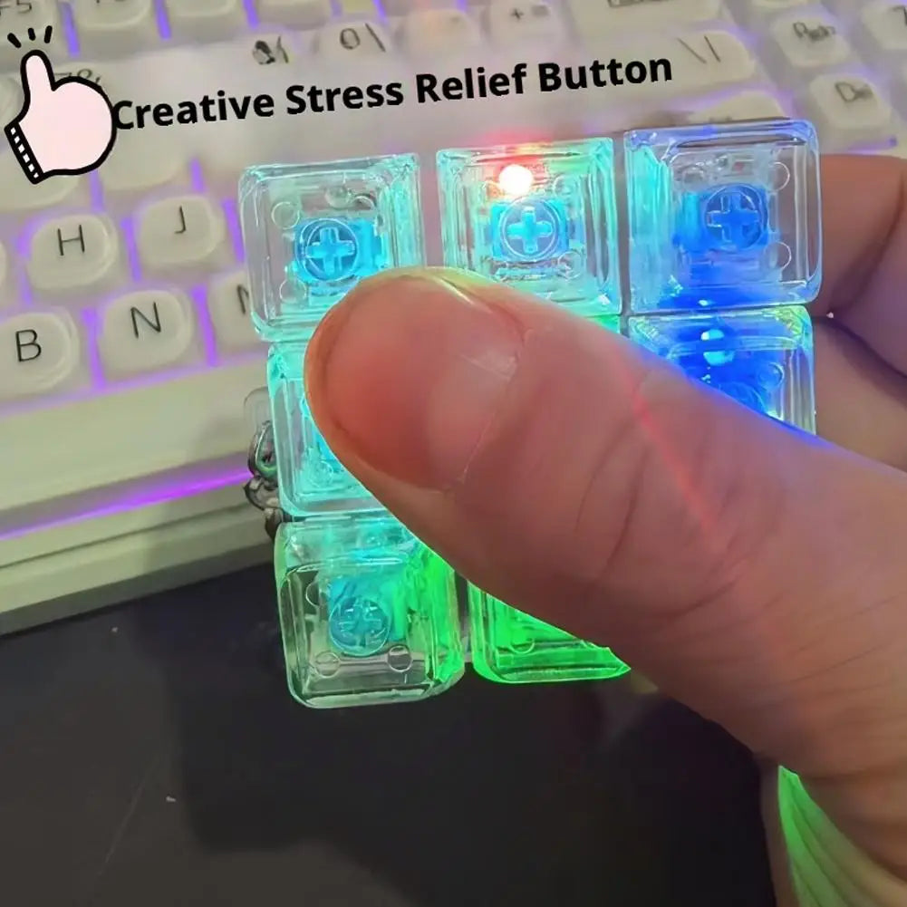 9-Key LED Fidget Keyboard Keychain | Clicky Tactile Toy Fidget Keychain Toy QXL