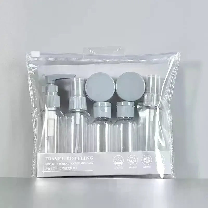 Travel Refillable Bottle Set – 8-Pc Cosmetic Travel Containers Travel Bottle Set QXL