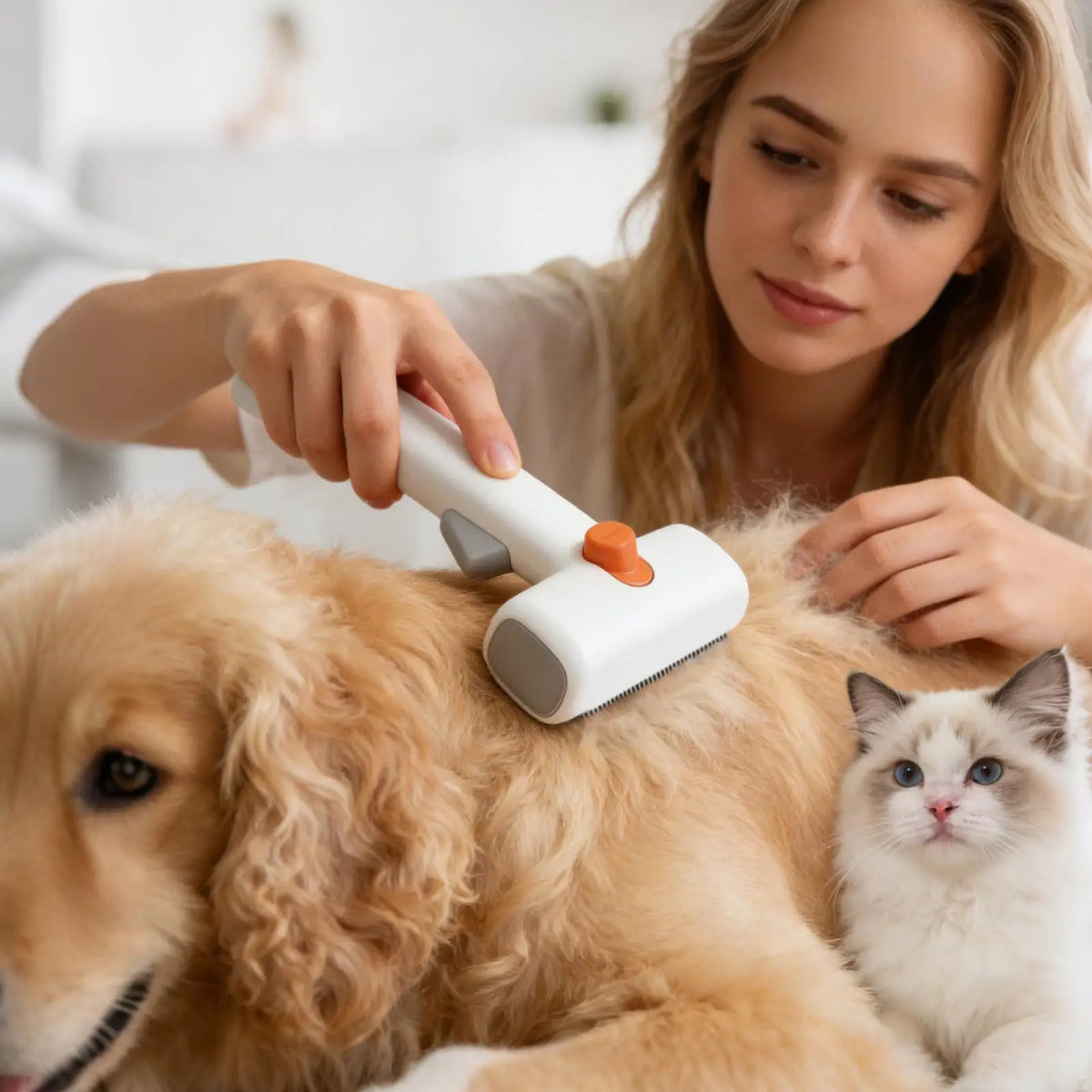 2-in-1 Pet Dematting & Deshedding Comb for Cats & Dogs Pet Grooming Comb QXL