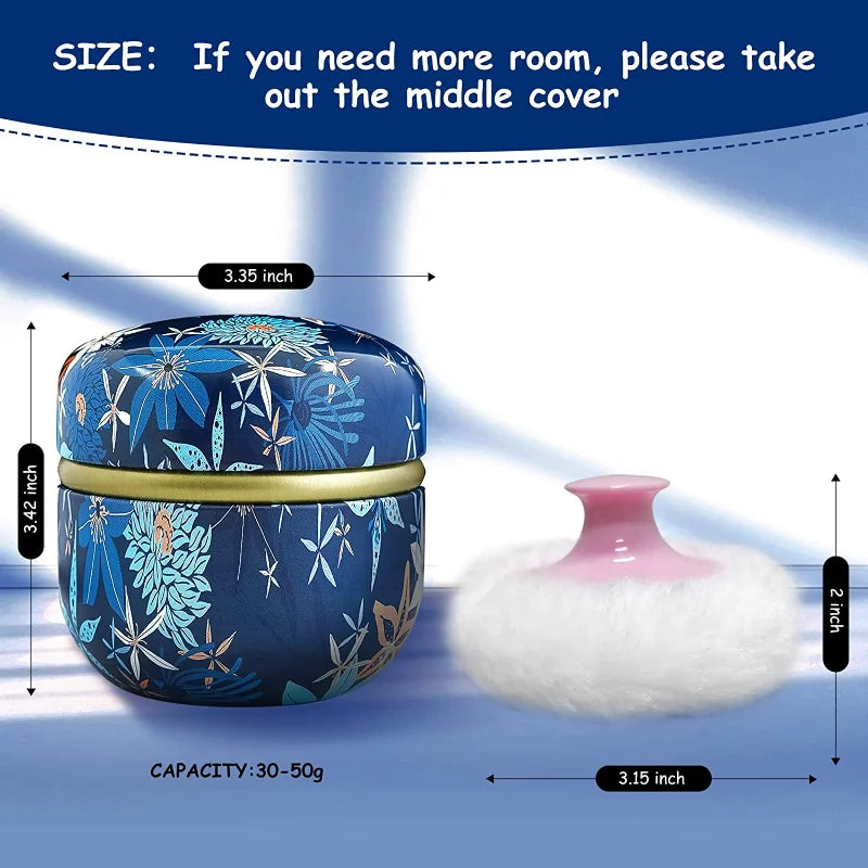 Tinplate Powder Puff Container Jar – Baby & Women 50g Powder Puff Container QXL