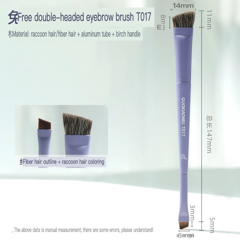 Double-Headed Angled Eyebrow Brush | Badger Hair Blade Tip Eyebrow Makeup Brush QXL Eyebrow brush