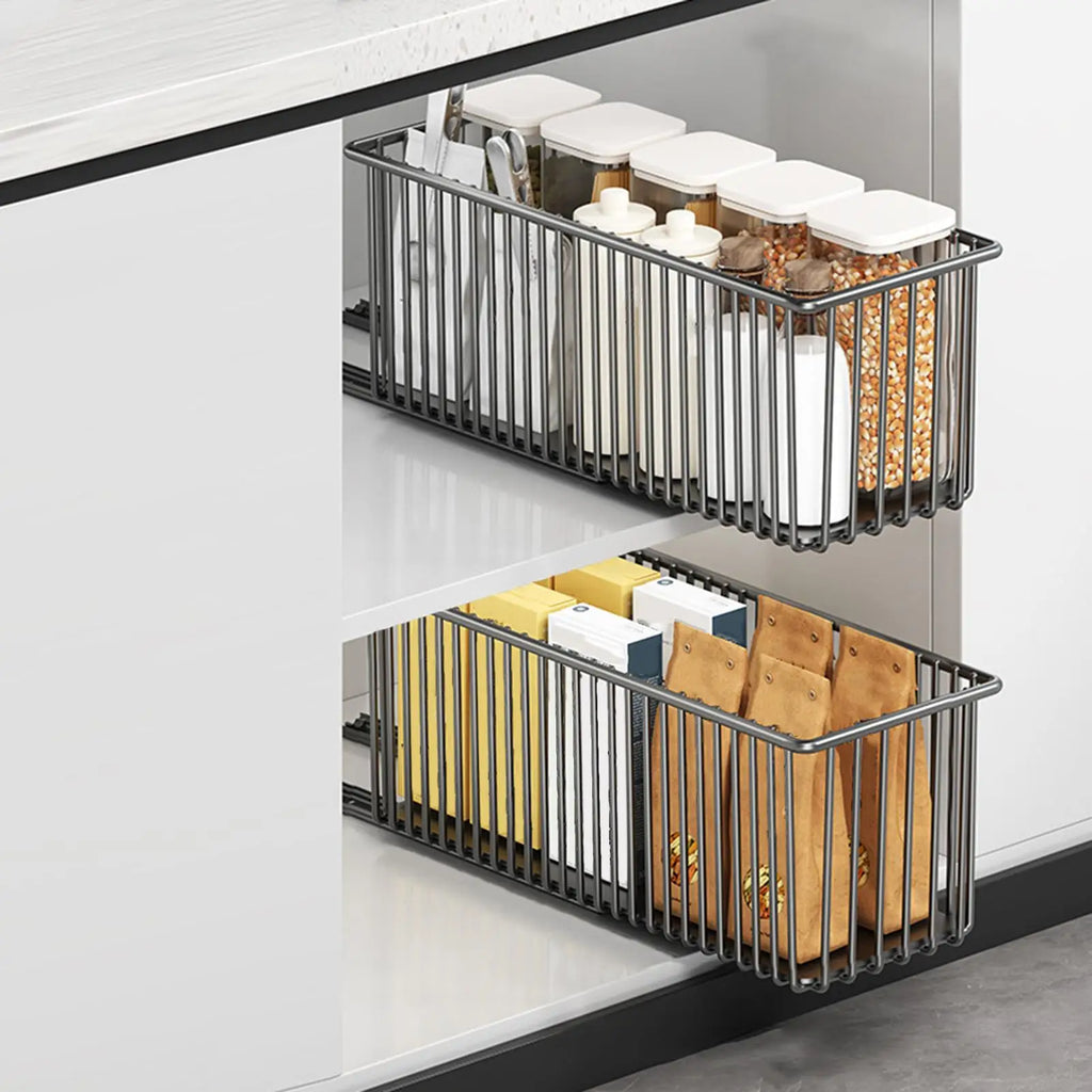 Metal Pull-Out Under Sink Organizer | Cabinet Storage Basket Cabinet Pull-Out Organizer QXL