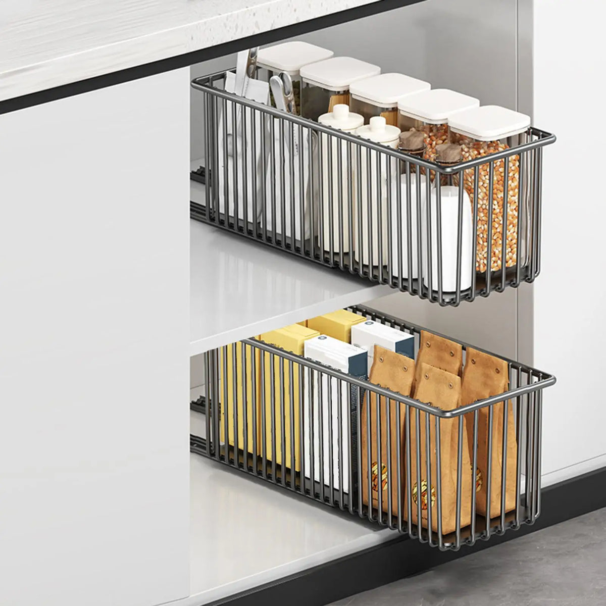 Metal Pull-Out Under Sink Organizer | Cabinet Storage Basket Cabinet Pull-Out Organizer QXL