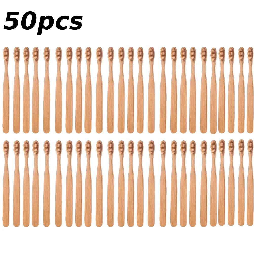 Bamboo Toothbrush | Soft Bristles, Eco-Friendly, 1 or 50 Pack Bamboo Toothbrush QXL D