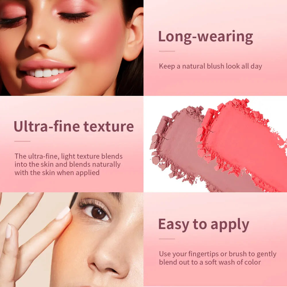 Matte Embossed Blush Palette & Brush Set | 6 Shades Blush Palette Set QXL