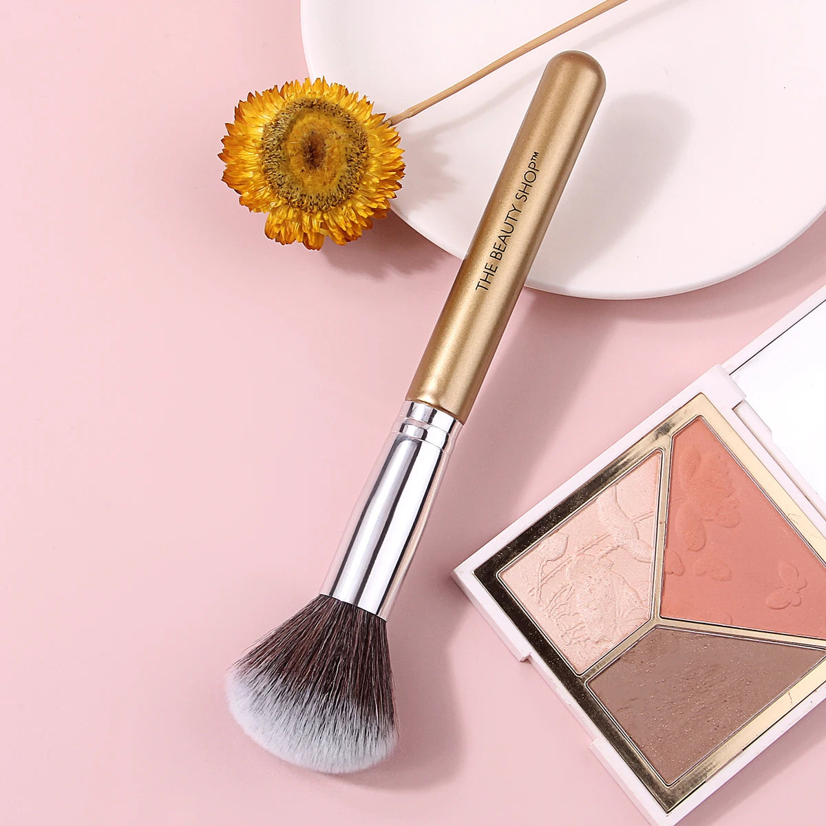 KOSSHOW Dome Powder Makeup Brush | Gold Wood Handle Powder Makeup Brush QXL