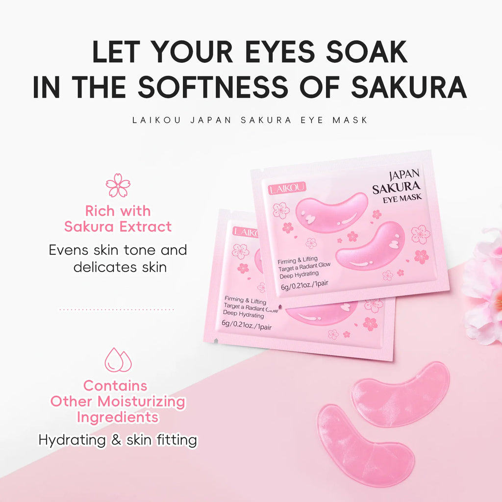 LAIKOU Sakura, Milk & 24K Gold Under Eye Patches | Firming Under Eye Patches QXL