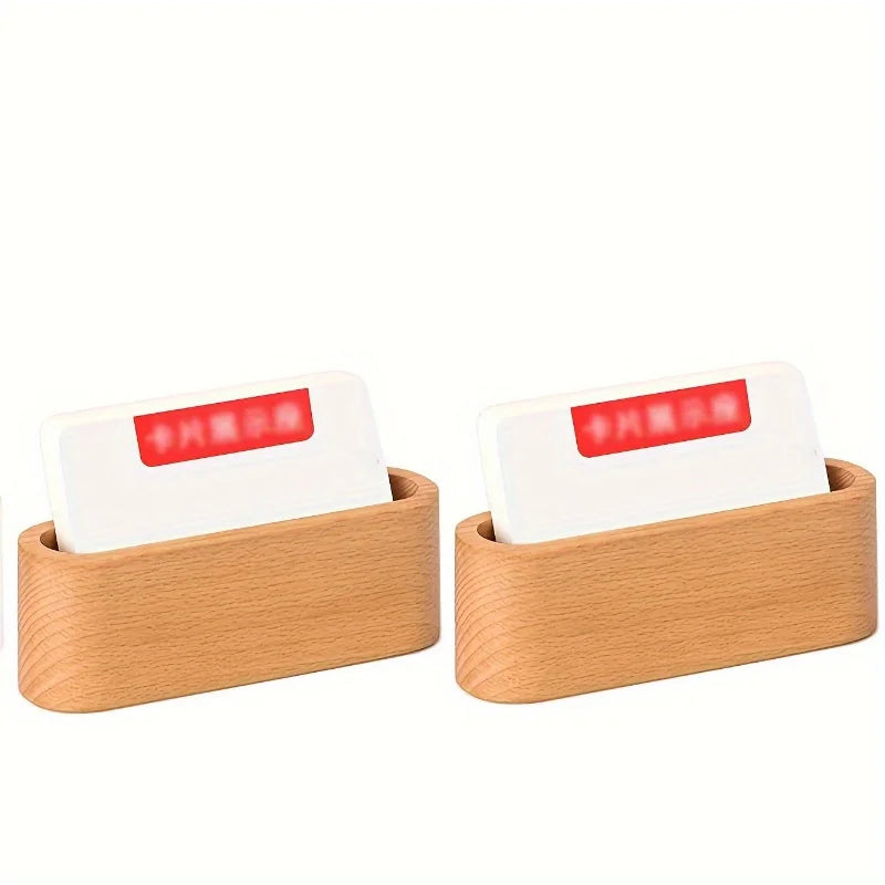 Wooden Business Card Holder | Desktop Office Storage Box Business Card Holder QXL
