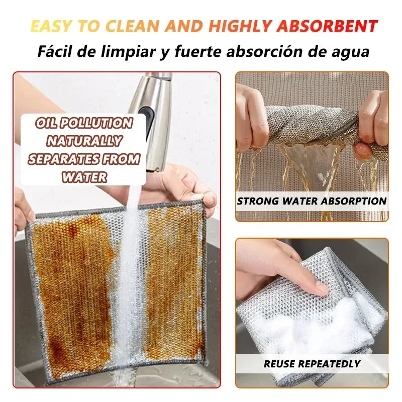 Steel Wire Scrubber Scourer Pad | Reusable Oil-Repellent Kitchen Scrubber Pad QXL