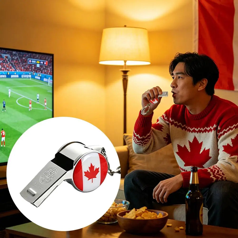 2026 World Cup Football Whistle Keychain | Metal Fan Keyring Sports Fan Keychain QXL