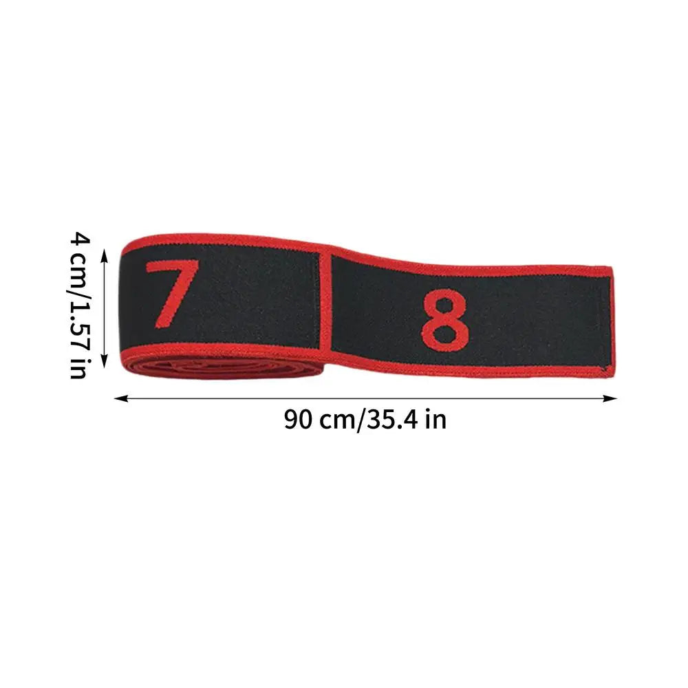 Numbered Yoga Stretch Strap & Resistance Band | 90cm Yoga Resistance Strap QXL Black red
