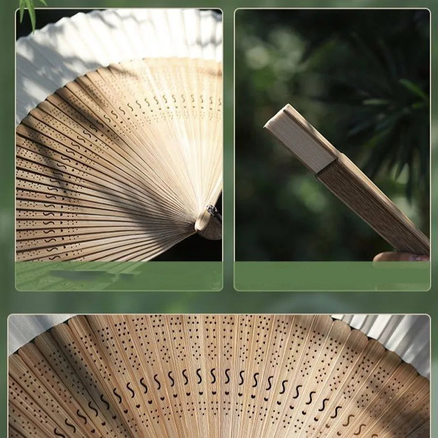 Retro Bamboo Folding Hand Fan with Pendant | Summer Gift Folding Hand Fan QXL