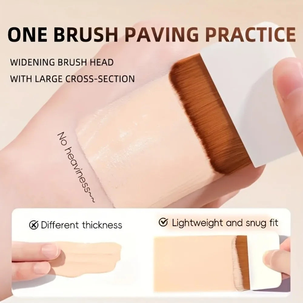 2-in-1 Compact Foundation Brush Set with Mirror Box | Flat-Head Foundation Brush Set QXL