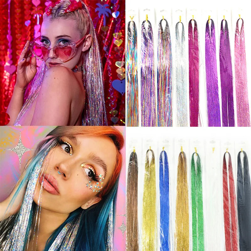 Rainbow Hair Tinsel Kit – Glitter Sparkle Braid Extensions Hair Tinsel Extensions QXL