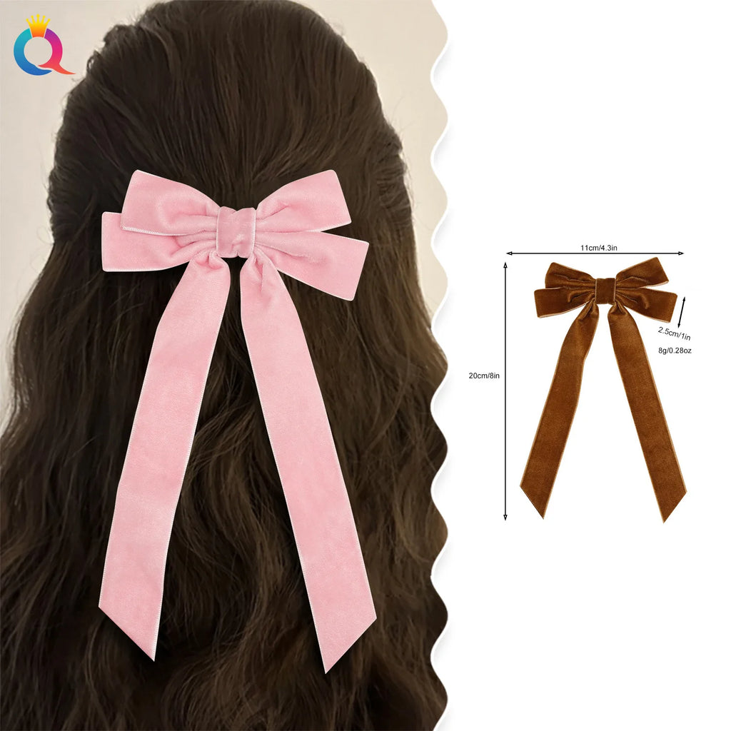 Velvet Bow Duckbill Hair Claw Clip | Volumizing Ponytail Hair Claw Clip QXL