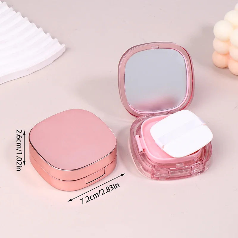 Square Empty Air Cushion Puff Box | DIY Makeup Case & Mirror Refillable Makeup Compact QXL