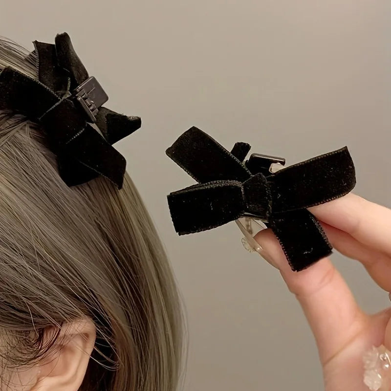 Black Velvet Bow Hair Claw Clips | 1/2/4/6 Pack Set Hair Claw Clip QXL