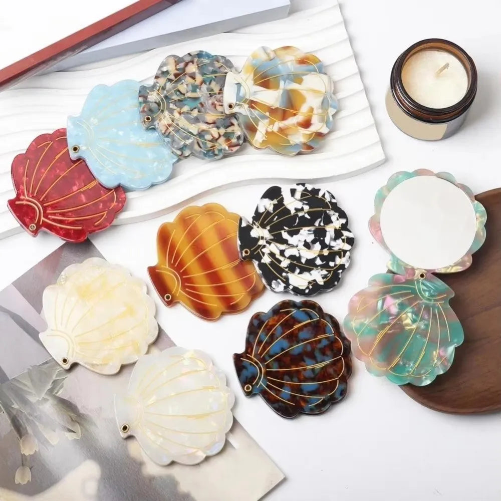 Shell Shape Folding Travel Makeup Mirror | Acetic Acid Compact Travel Mirror QXL